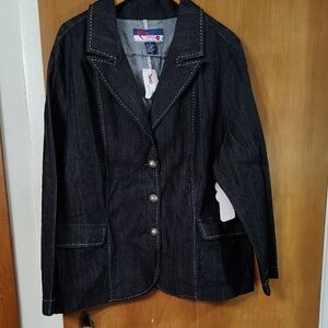 Dark Denim Jean Jacket with Silver Accents